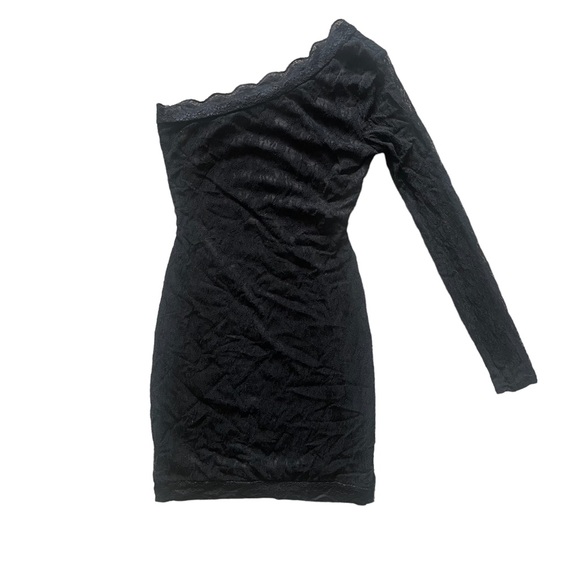 NWT Charlotte Russe Black Lace One Shoulder Dress Code Knockout Size M 2371X - Picture 1 of 9
